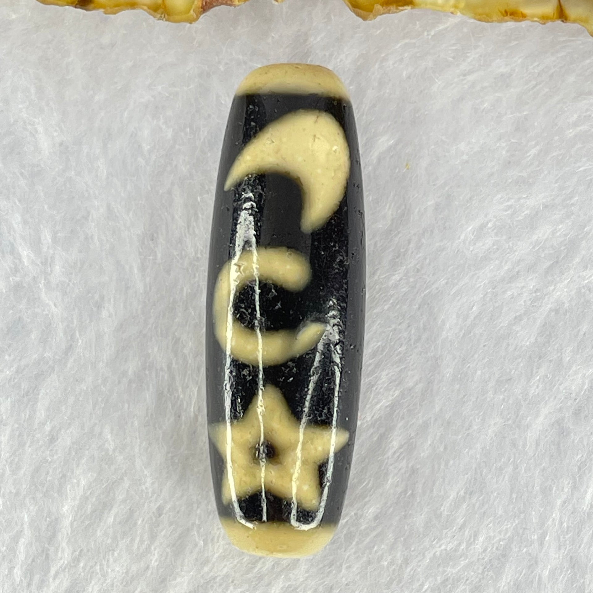 Natural Powerful Tibetan Old Oily Agate Cai Shen with Moon Sun Star Dzi Bead Heavenly Master (Tian Zhu) 财神天珠 8.91g 38.1 by 12.3mm - Huangs Jadeite and Jewelry Pte Ltd