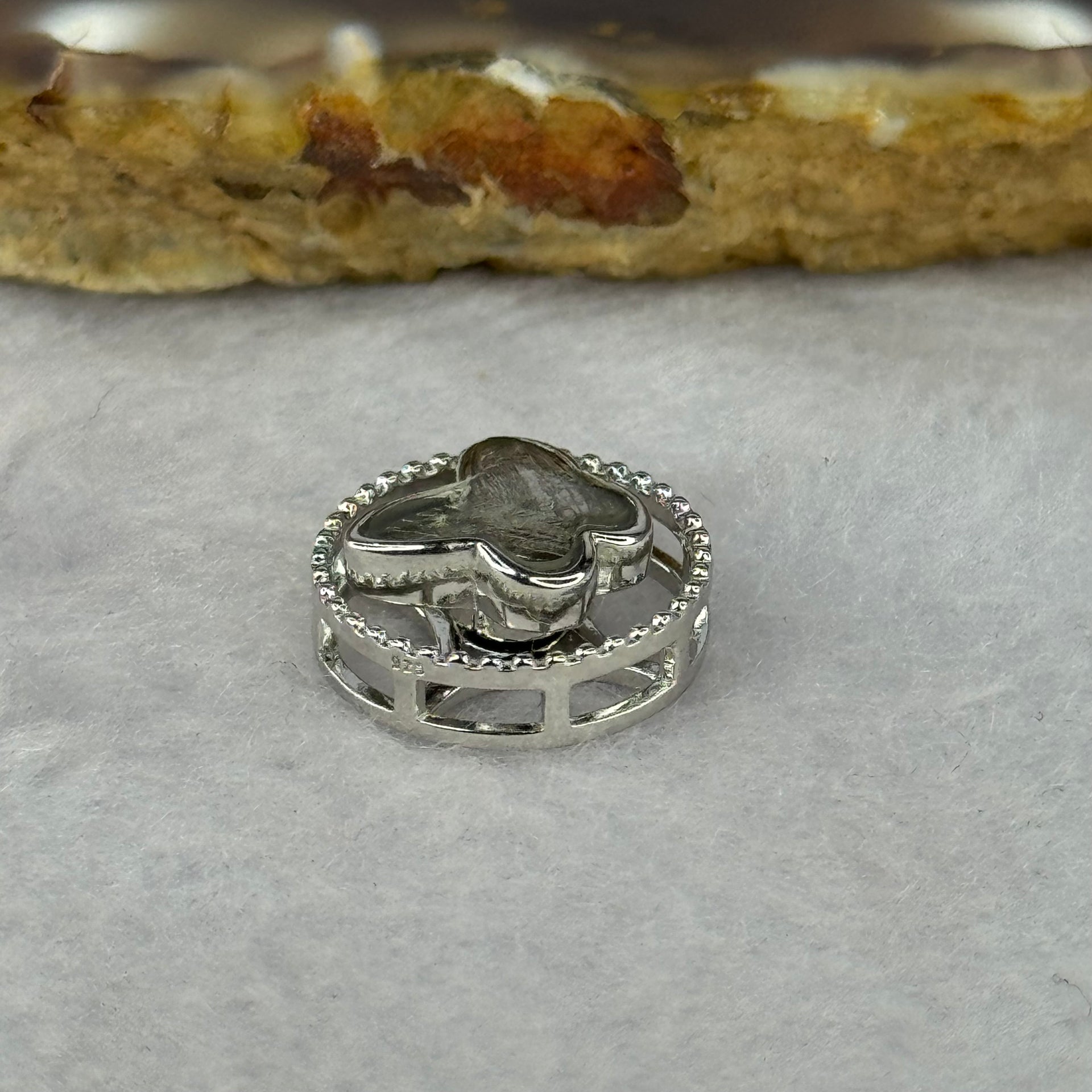 Natural Meteorite Spinning Sliver Butterfly Charm in S925 Silver For Necklace/Bracelet 1.80g 13.3 by 6.1mm - Huangs Jadeite and Jewelry Pte Ltd