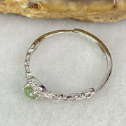 Type A Semi Icy Green Cabochon Jadeite in S925 Sliver Ring (Adjustable Size) 0.90g 3.0 by 1.5mm - Huangs Jadeite and Jewelry Pte Ltd
