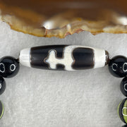 Natural Black Agate Beads with Nectar Vessel Dzi Bead Bracelet 29.97g 14cm 40.0 by 11.6mm Vessel - 10.1mm 10 Beads - Huangs Jadeite and Jewelry Pte Ltd