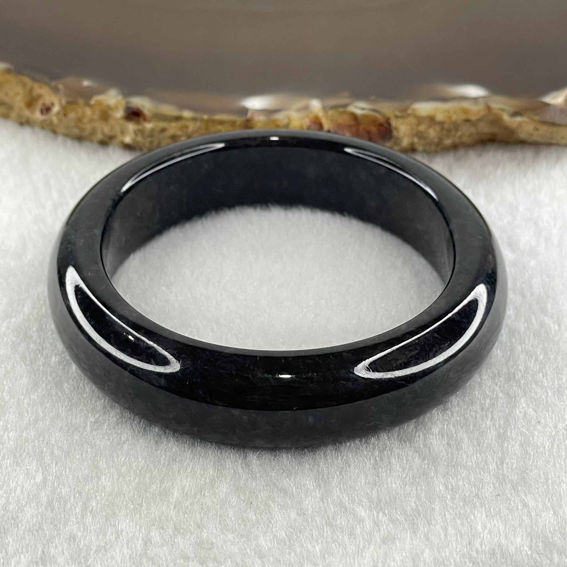 Natural Type A Opaque Wuji Black Jadeite Bangle 47.08g Inner Diameter 50.9mm 12.7 by 7.8mm (No Visible Line) - Huangs Jadeite and Jewelry Pte Ltd