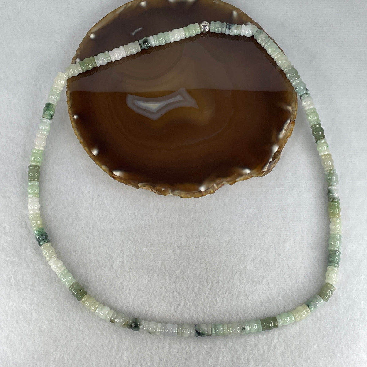 Natural Type A Light Green & Blueish Green Jadeite Bamboo Beads Necklace | 64cm Extended Strand of 60 Bamboo Beads8.5mm (96.45g | Heart & Throat Chakra Harmony, Rising Success & Abundance Shield)