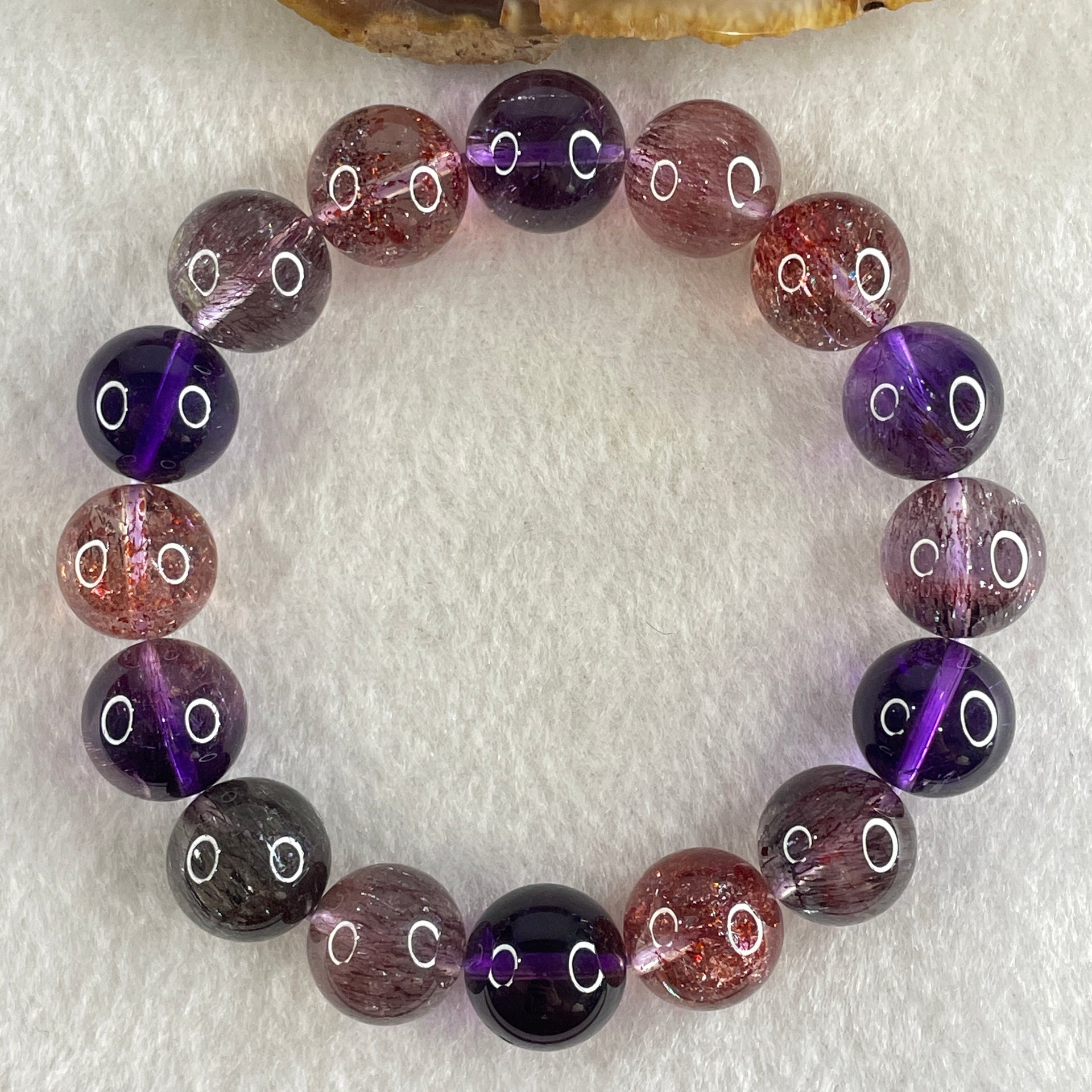 Very Very Good Natural Super 7 Beads Bracelet 39.96g 12.3mm 15cm 16Beads - Huangs Jadeite and Jewelry Pte Ltd