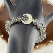 Good Grade Natural Labradorite Beads Bracelet with Moon Charm 19.86g 16cm 8.3mm 20 Beads - 10.4mm 1 Bead - Huangs Jadeite and Jewelry Pte Ltd