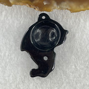 Type A Opaque Black Omphacite Dolphine Pendant Charm 4.34g 32.2 by 24.1 by 6.6mm - Huangs Jadeite and Jewelry Pte Ltd