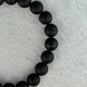 Natural Dark Matt Black Amber Beads Bracelet 天然大黑天翁琥珀手链 6.37g 14cm 8.1mm 22 Beads - Huangs Jadeite and Jewelry Pte Ltd