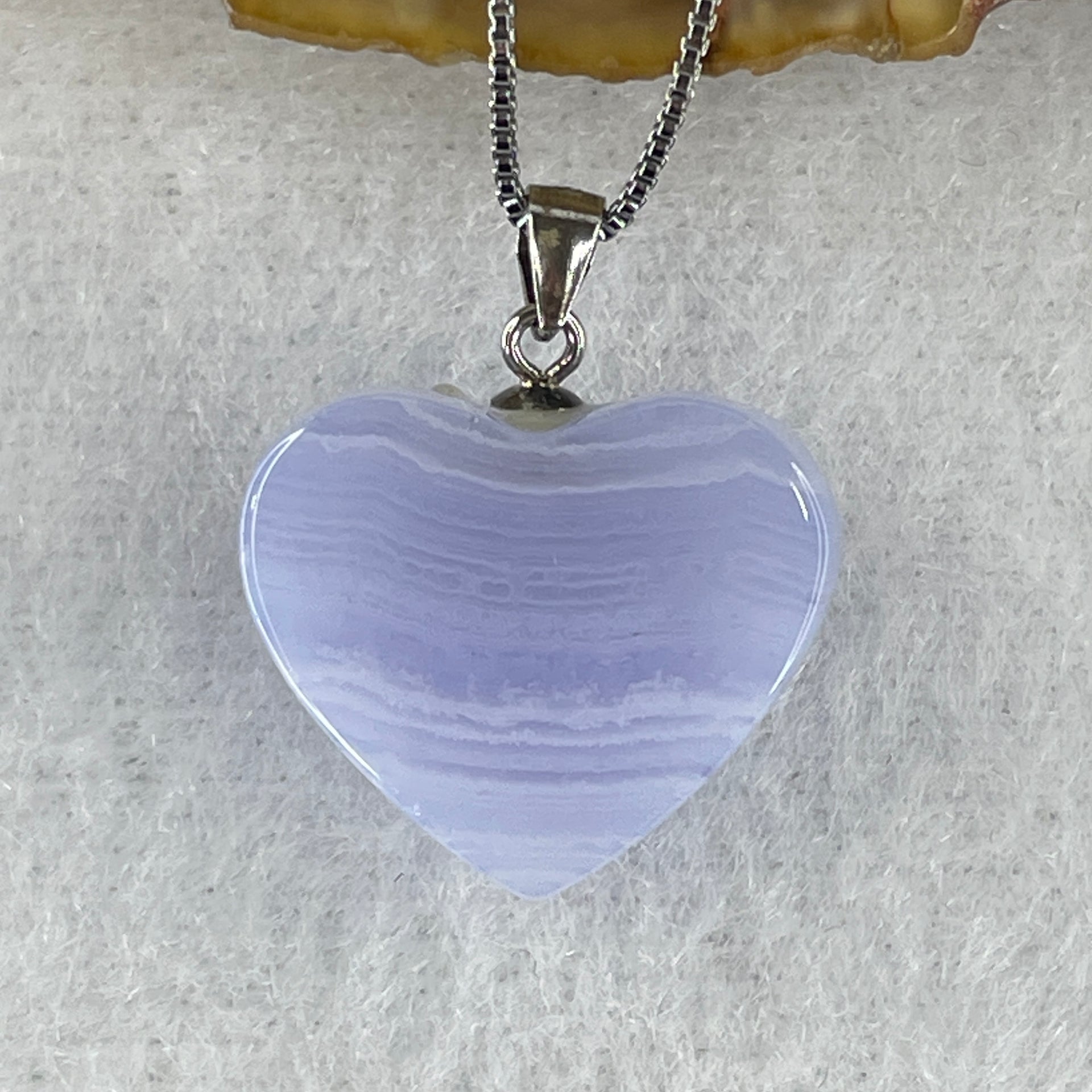 Natural Blue Lace Agate Necklace Heart Shape in S925 Sliver 5.49g 46cm 17.1 by 19.4 by 7.9mm - Huangs Jadeite and Jewelry Pte Ltd