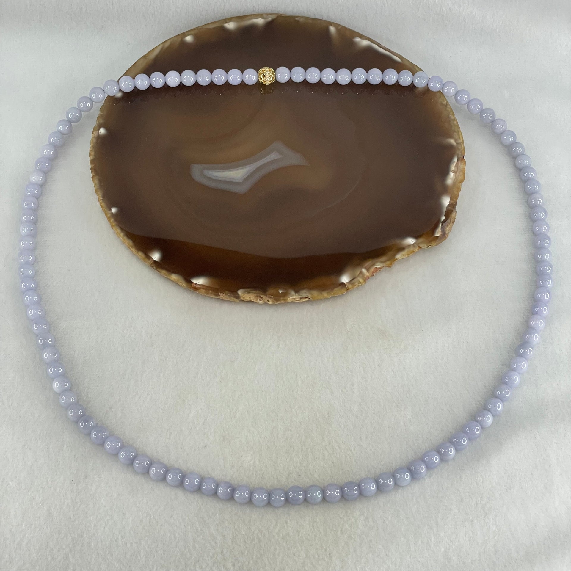 Type A Full Lavender Jadeite Beads Necklace 57.21g 66cm 7.0mm 98 Beads - Huangs Jadeite and Jewelry Pte Ltd