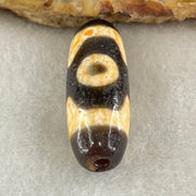 Natural Powerful Tibetan Old Oily Agate 3 Eyes Dzi Bead Heavenly Master (Tian Zhu) 三眼天诛 4.57g 28.2 by 10.4mm - Huangs Jadeite and Jewelry Pte Ltd