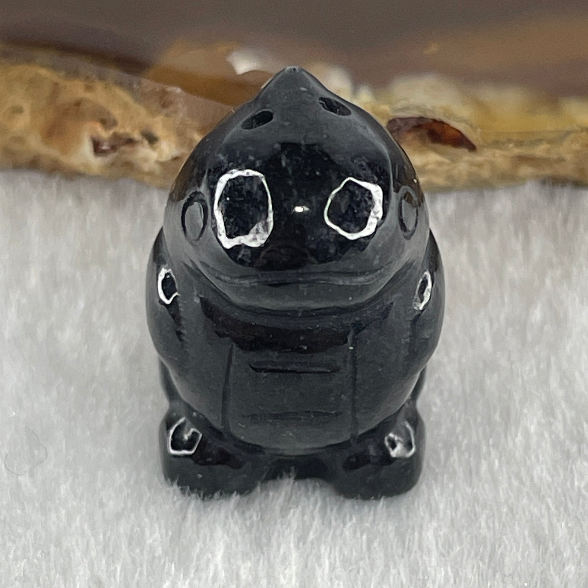 Type A Opaque Black Omphacite Dinosaurs Pendant Charm 9.41g 21.3 by 14.7 by 16.2mm - Huangs Jadeite and Jewelry Pte Ltd