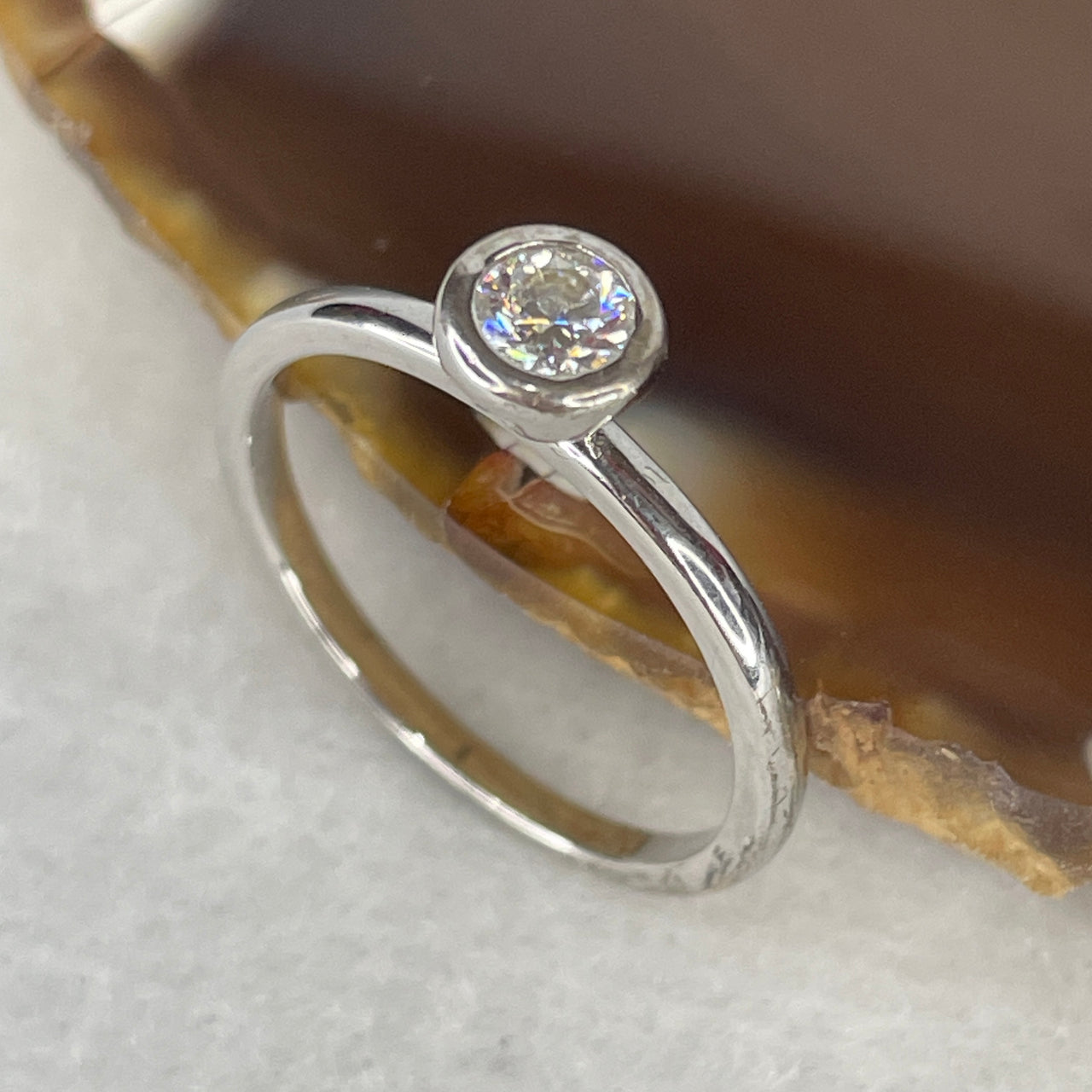 GRA Certified 0.2ct Moissanite Solitaire Ring S925 Silver - D VVS1 Triple Excellent Cut - 3.5mm Dainty Diamond Alternative - US 7 / HK 15.4 Stacking Ring
