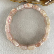 Above Average Natural Pink Flower Agate Shou Pai Bracelet 39.89g 17cm 17.9 by 13.0mm 15 Pieces (Slight External Rough) - Huangs Jadeite and Jewelry Pte Ltd
