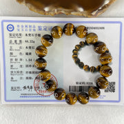 Natural Yellow Tiger's Eye Quartz Beads Bracelet 44.22g 17cm 12.5mm 17 Beads - Huangs Jadeite and Jewelry Pte Ltd