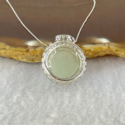 Type A Faint Green Lavender Milo Buddha with Crystals in S925 Sliver Pendant and Necklace 6.23g 14.9 by 14.9 by 7.5mm - Huangs Jadeite and Jewelry Pte Ltd