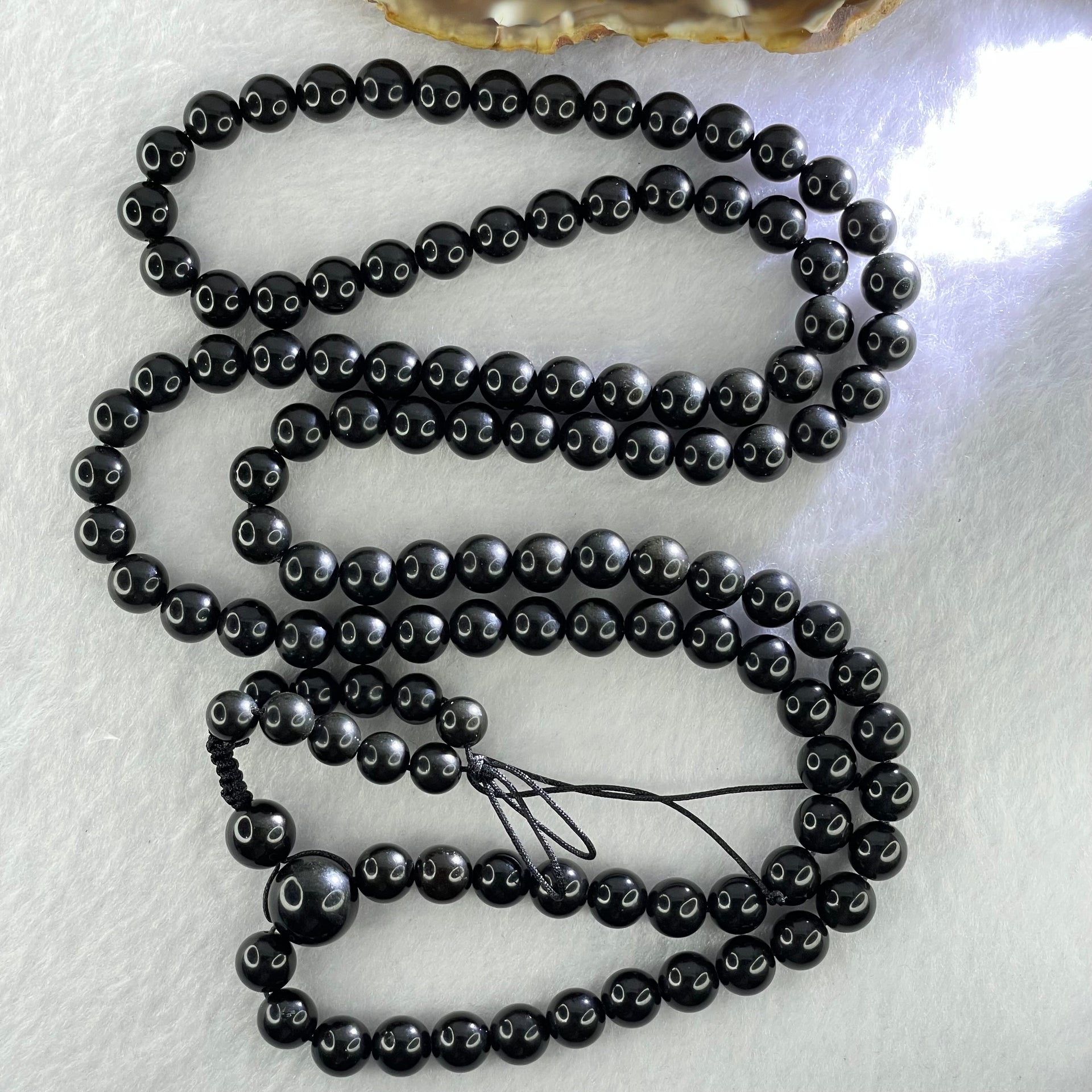 Natural Black Amber Beads Necklace 天然黑琥珀项链 39.36g 88cm 13.0mm 1 Bead 10mm 1 Bead 8.7mm 108 Beads - Huangs Jadeite and Jewelry Pte Ltd