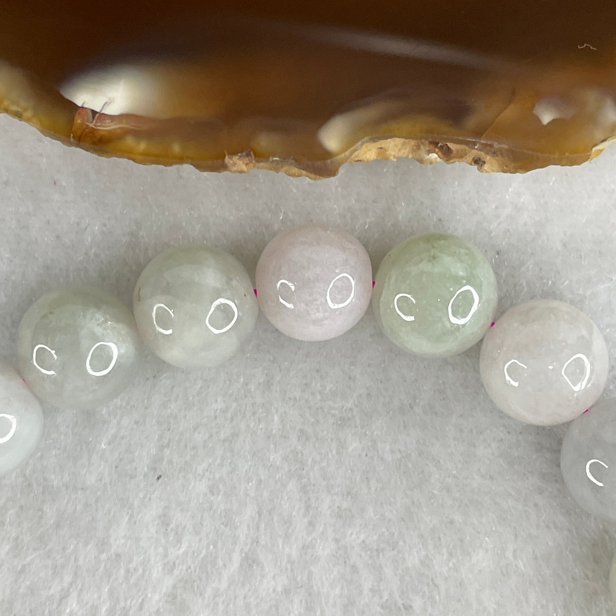 Natural Type A Light Green & Light Lavender Jadeite Bead Bracelet | Untreated Chun Dai Cai Fei Cui Stretch Bracelet (31.78g | 15.5cm Wrist | 10.0mm | 19 Beads)