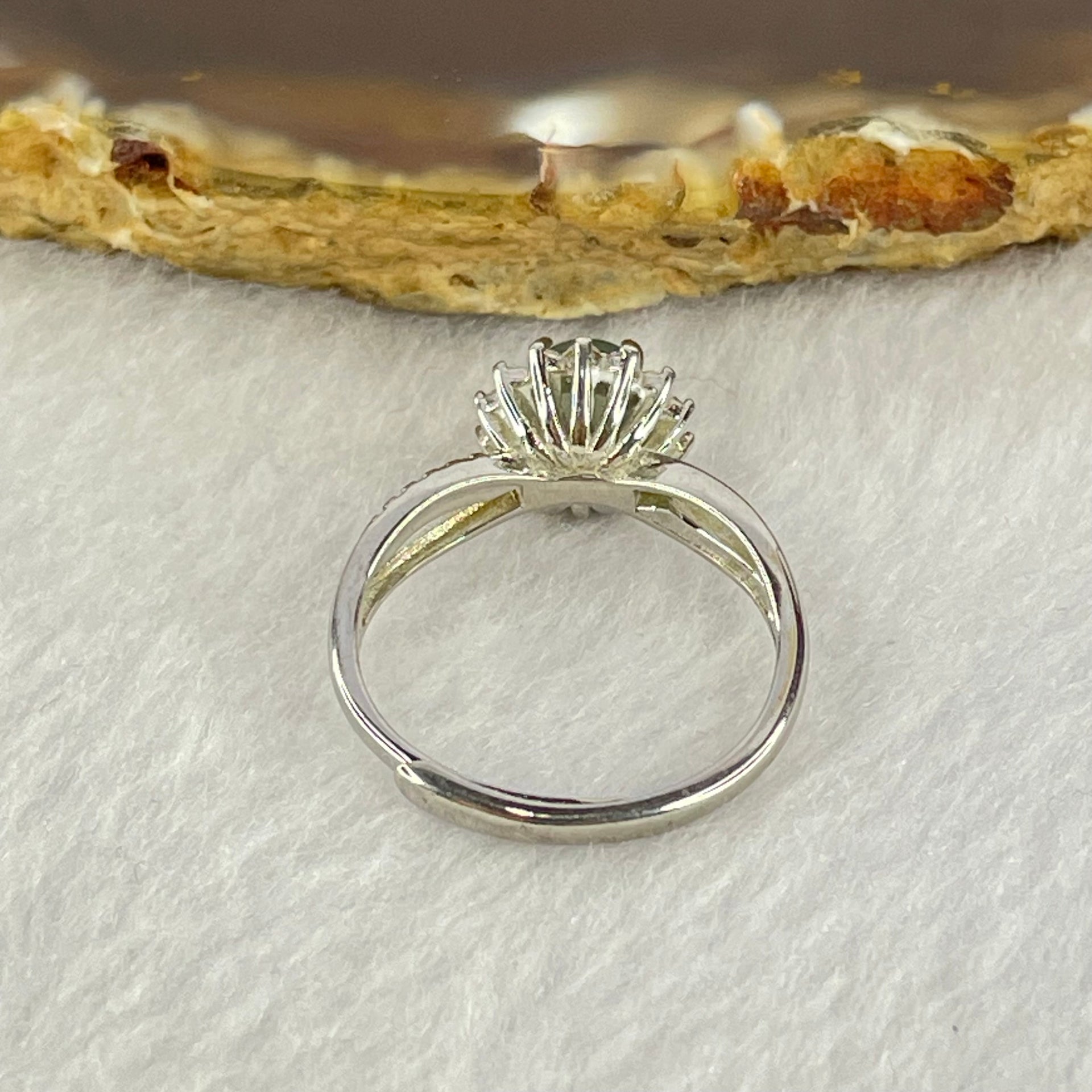 Type A Icy Blueish Green in S925 Sliver Ring (Adjustable Size) 2.63g 5.7 by 2.5mm - Huangs Jadeite and Jewelry Pte Ltd