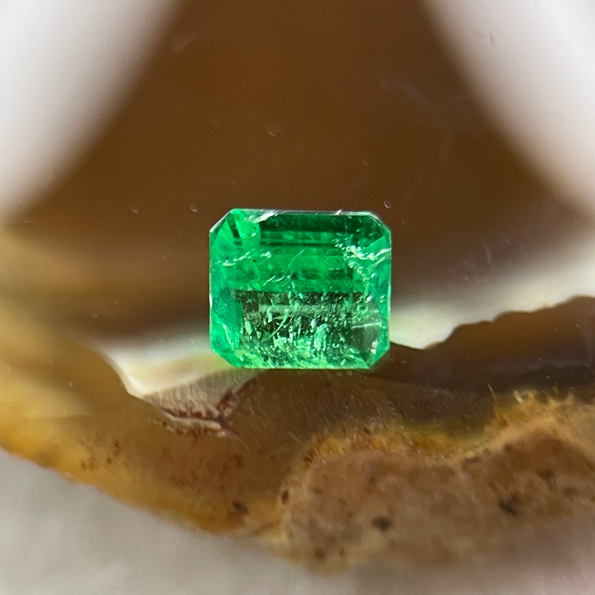 Natural Colombia Green Emerald (Beryl) Cut-Cornered Rectangular step cut 0.63ct 5.3 by 4.7 by 3.7mm - Huangs Jadeite and Jewelry Pte Ltd