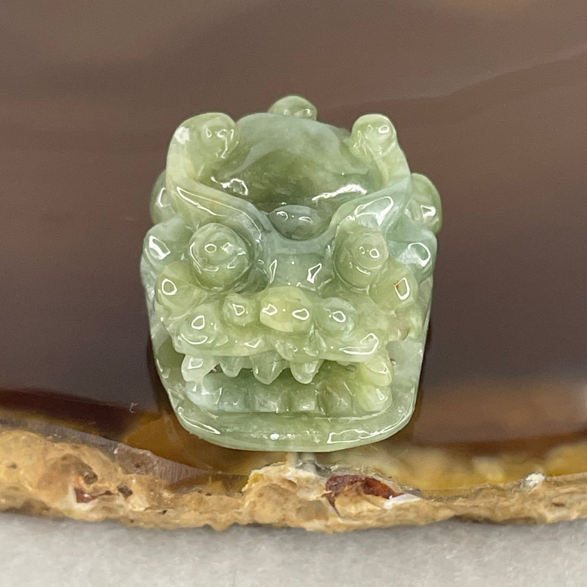 Natural Type A Blueish Green Jadeite Dragon Head Pendant Charm | 24.7x19.0x11.9mm Sculpted Amulet (10.49g | Sovereign Power, Leadership & Energy Shield)