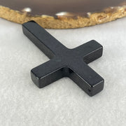 Type A Opaque Black Jadeite Cross Pendant 22.53g 64.7 by 41.6 by 7.7mm - Huangs Jadeite and Jewelry Pte Ltd