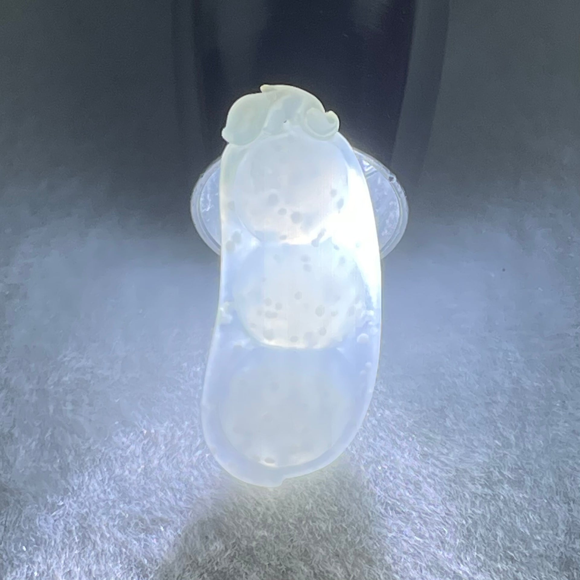 Type A Semi Icy Faint Green with Muna Jadeite Peapod Pendant 5.34g 35.5 by 15.5 by 5.9mm - Huangs Jadeite and Jewelry Pte Ltd