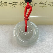 Type A Semi Icy Light Sky Blue Jadeite Double Ping An Kou Donut Necklace 5.43g 21.1 by 4.7mm / 11.7 by 4.2mm - Huangs Jadeite and Jewelry Pte Ltd