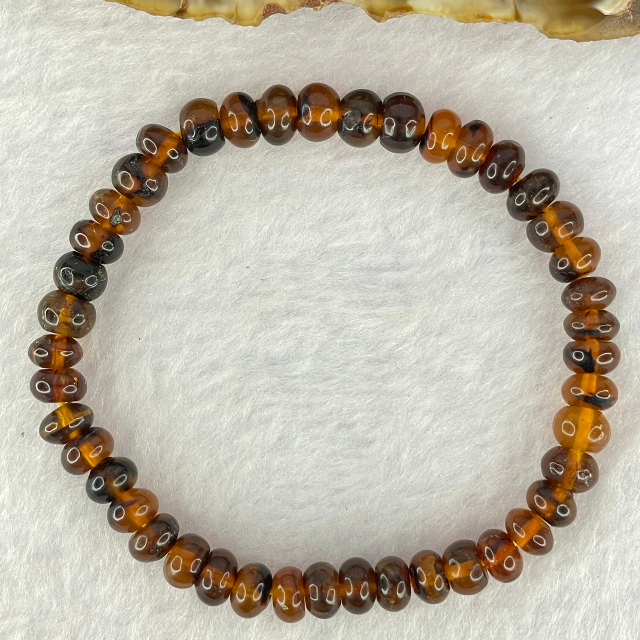 Natural Dark Brownish Yellow Medicine Amber Beads Bracelet 天然抚顺药珀手链 4.30g 15cm 6.5mm 42 Beads - Huangs Jadeite and Jewelry Pte Ltd