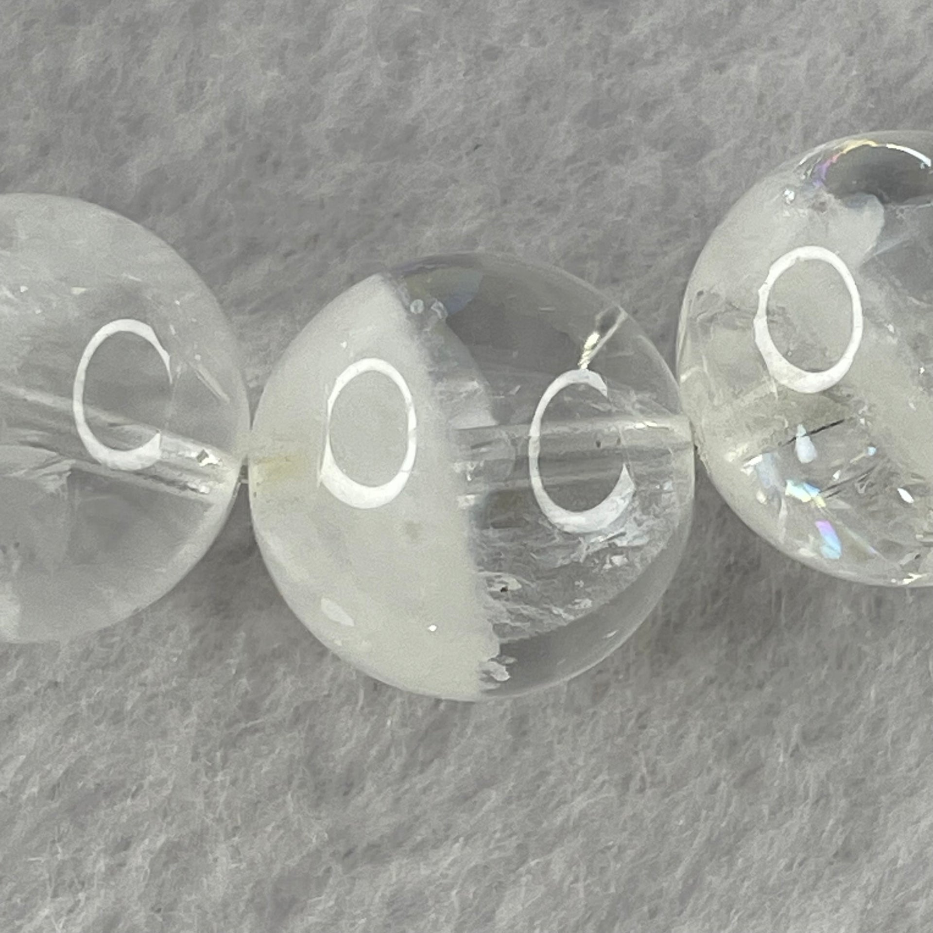 Natural White Phantom Quartz Beads Bracelet 52.08g 18.5cm 13.9mm 16 Beads - Huangs Jadeite and Jewelry Pte Ltd