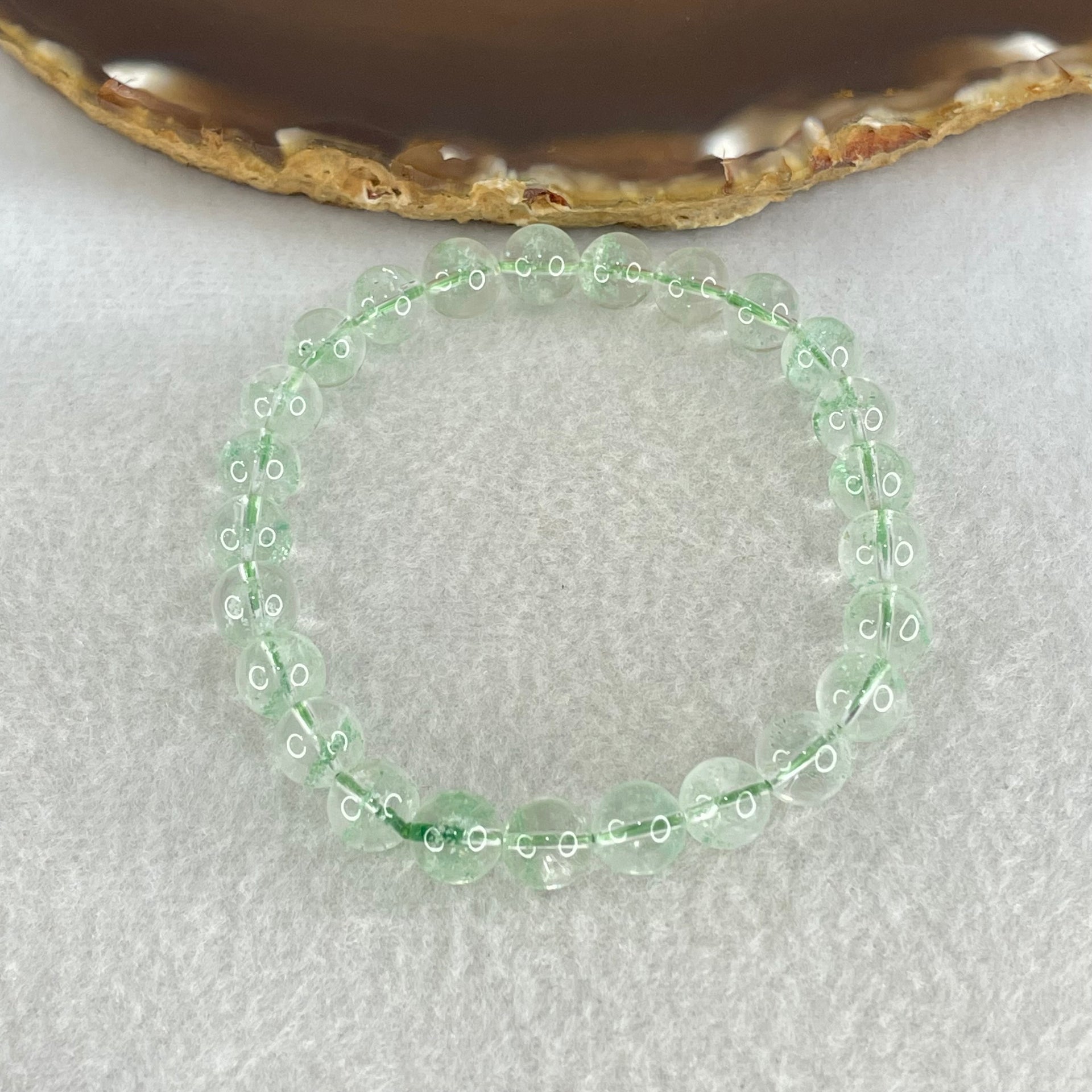 Special Grade Natural Green Phantom Quartz Bracelet 15.15g 16cm 7.8mm 25 Beads - Huangs Jadeite and Jewelry Pte Ltd