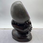 Natural Deep Purple Amethyst Egg with Wooden Stand Display Total 4,752.0g 160.0 by 155.0 by 265.0mm - Huangs Jadeite and Jewelry Pte Ltd