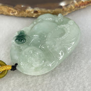 Type A Light Green with Dark Green Spot Jadeite Milo Buddha Pendant 37.98g 48.2 by 34.5 by 12.6mm - Huangs Jadeite and Jewelry Pte Ltd