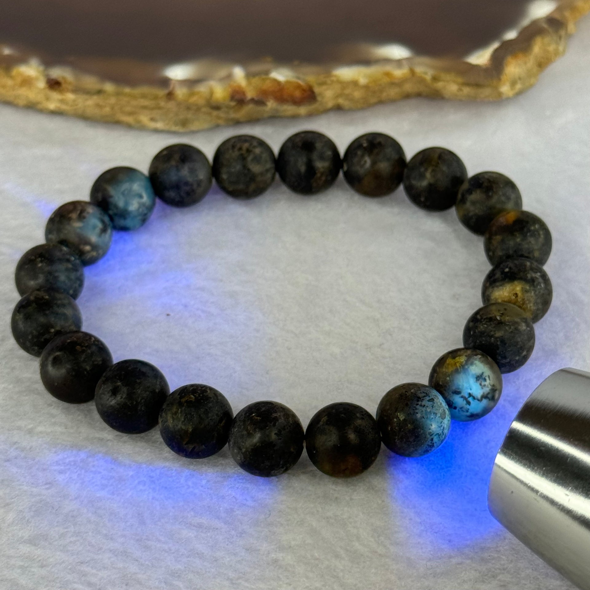 Natural Snow Medicine Amber King Beads Bracelet 天然白雪药王琥珀手链 9.11g 15.5cm 9.4mm 20 Beads - Huangs Jadeite and Jewelry Pte Ltd