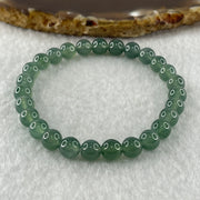 Type A Natural High Icy Blueish Green Jadeite Beads Bracelet 12.86g 14.5cm 6.6mm 27 Beads - Huangs Jadeite and Jewelry Pte Ltd