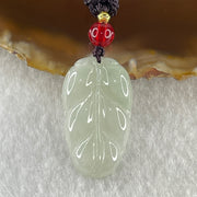 Natural Type A Faint Green Jadeite Leaf Pendant 4.77g 24.8 by 16.4 by 4.0mm - Huangs Jadeite and Jewelry Pte Ltd