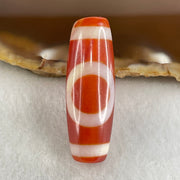 Natural Powerful Tibetan Old Oily Red White Agate One Eye Gold Metal Element Dzi Bead Heavenly Master (Tian Zhu) 一眼金天珠 11.08g 10.25g 37.9 by 13.2mm - Huangs Jadeite and Jewelry Pte Ltd