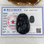 Type A Opaque to Partial Translucent Black Omphacite Jadeite Rat Pendant 25.17g 59.7 by 40.3 by 9.4mm - Huangs Jadeite and Jewelry Pte Ltd