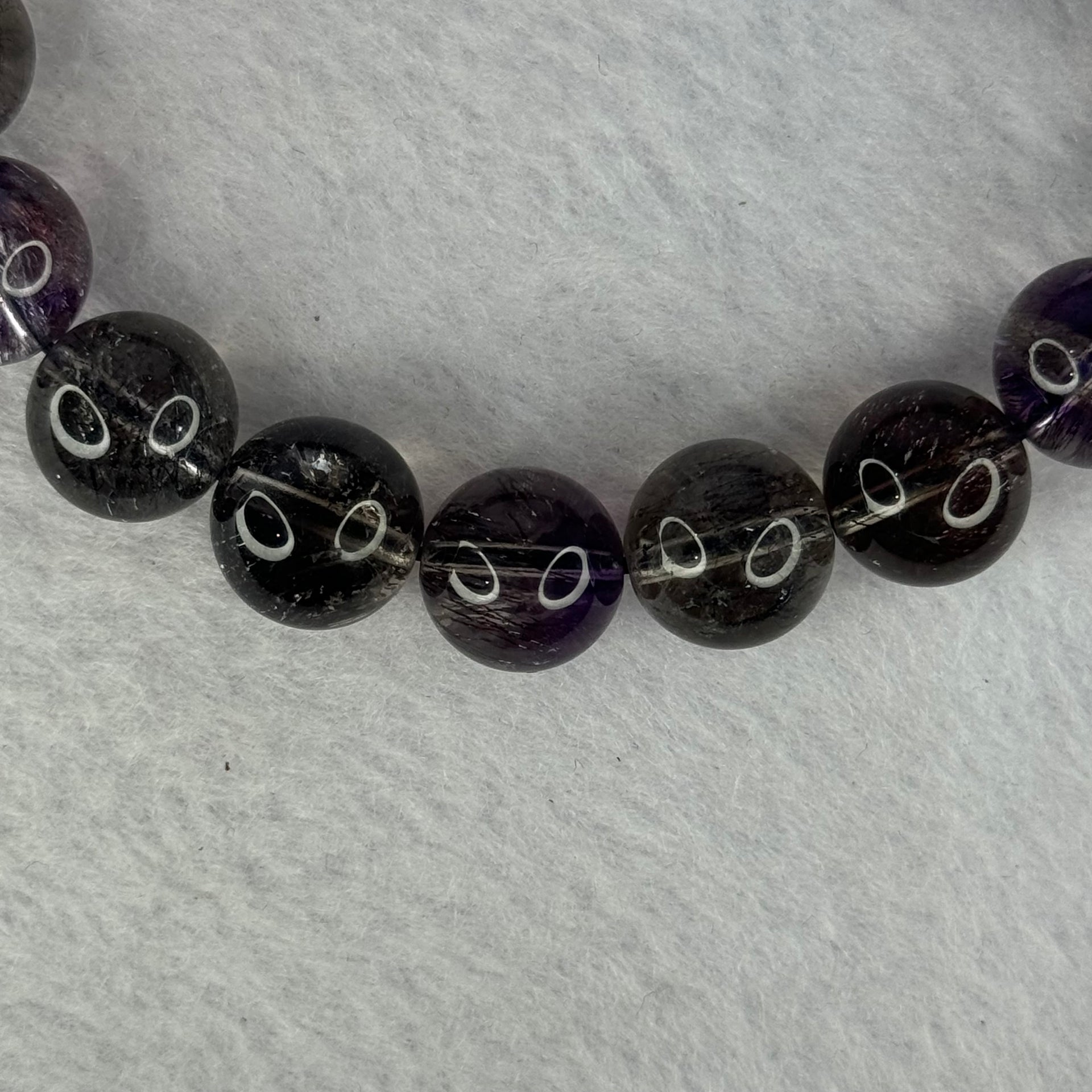 Very Good Grade Natural Transparent Dark Black Super 7 Beads Bracelet 非常好的等级天然透明深黑色超级七珠手链 39.27g 18cm 11.8mm 18 Beads - Huangs Jadeite and Jewelry Pte Ltd