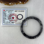 Type A Wuji Black Grey Jadeite Bangle Internal Diameter 55.2mm 34.32g 8.1 by 8.2mm (Very Slight Internal Line) - Huangs Jadeite and Jewelry Pte Ltd