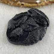 Type A Opaque Black Omphacite Jadeite Good Vs Evil Mahasthamaprapta Bodhisattva Pendant Horse Zodiac Guardian 41.32g 50.8 by 43.8 by 11.8mm - Huangs Jadeite and Jewelry Pte Ltd