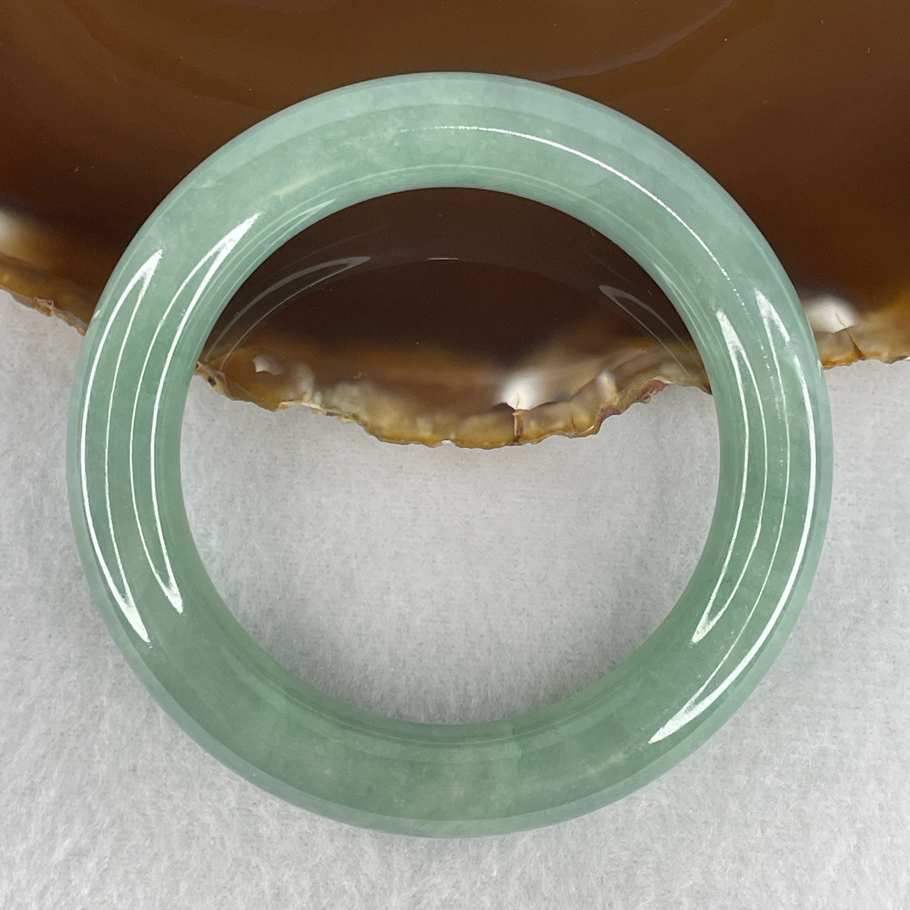 Certified Type A Green Jadeite Full Round Bangle | Untreated Classic Emerald Yuan Bao Fei Cui Bangle (71.93g | Inner Diameter 53.4mm | 12.2 x 11.0mm) (Internal Line)