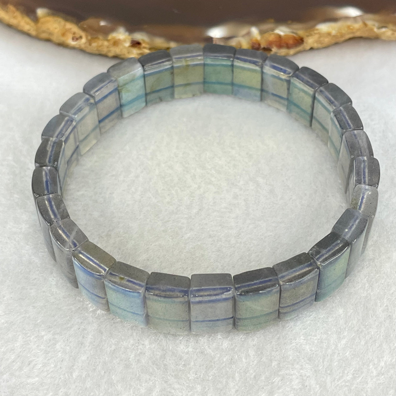 Good Grade Natural Labradorite Shou Pai Bracelet 27.816g 17.5cm 11.9 by 7.6mm 27pcs - Huangs Jadeite and Jewelry Pte Ltd