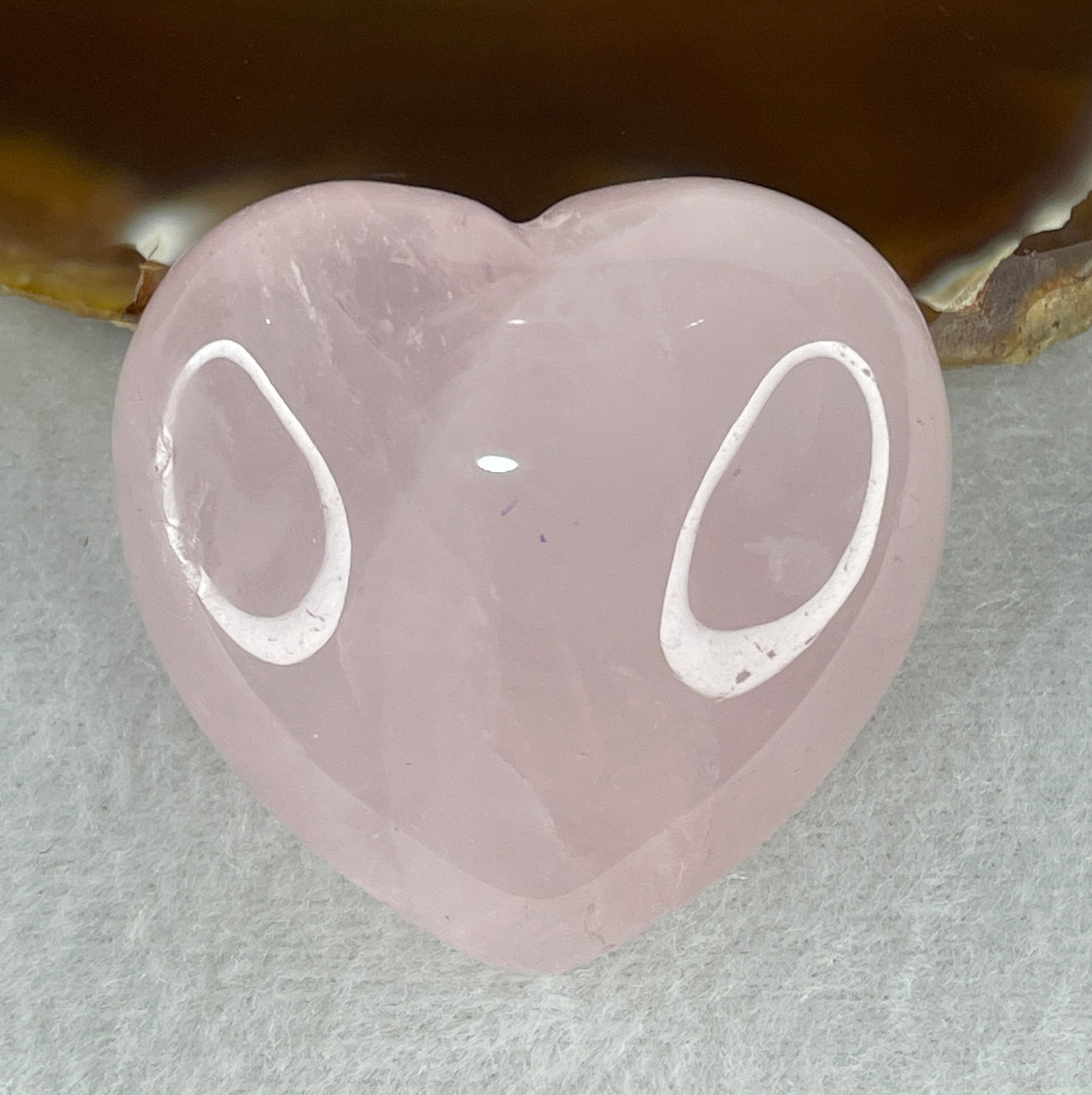 Average Grade Natural Rose Quartz Heart Shape Display 67.61g 42.5 by 44.5 by 25.0mm
