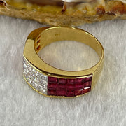Natural Princess Square Cut Shape Rubies with Natural Diamonds in 18K Yellow Gold Ring R2.6cts D1.0 Total 5.83g US6.75 HK15 - Huangs Jadeite and Jewelry Pte Ltd