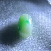 Type A Light Green with Apple Green Patches Jadeite Oval Cabouchon Stone For Setting 2.90g 17.2 by 10.2 by 7.7mm - Huangs Jadeite and Jewelry Pte Ltd