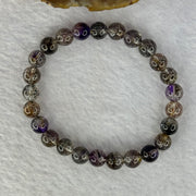 Rare Very Good Grade Natural Transparent Yellowish Black Super 7 Beads Bracelet 非常好的等级天然透明深黄黑色超级七珠手链 12.70g 14.5cm 7.3mm 25 Beads - Huangs Jadeite and Jewelry Pte Ltd