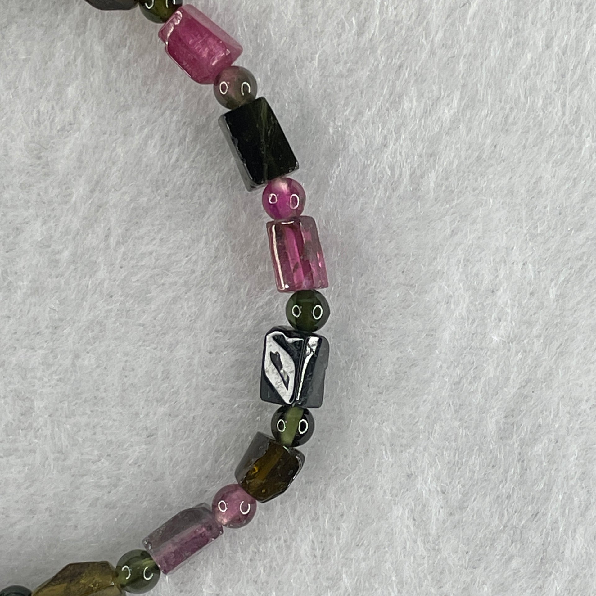 Good Grade Natural Tourmaline Crystal Barrel Bracelet 6.92g 15cm 4.8mm 18Beads - Huangs Jadeite and Jewelry Pte Ltd