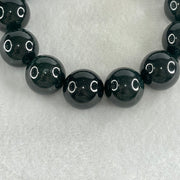 Rare High End Type A Highly Translucent Black Omphacite Jadeite Beads Bracelet 80.55g 16cm 15.0mm 14 Beads - Huangs Jadeite and Jewelry Pte Ltd