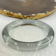 Translucent Clear Grey Crystal Bangle Internal Diameter 59.2mm 60.95g 11.9 by 11.2mm (Internal Line) - Huangs Jadeite and Jewelry Pte Ltd