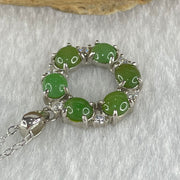 Type A Green Jadeite Cabochon in S925 Sliver Necklace 2.92g 3.9 by 1.5mm 6pcs - Huangs Jadeite and Jewelry Pte Ltd