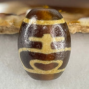 Natural Powerful Tibetan Old Oily Agate Double Nectar Vessel Dzi Bead Heavenly Master (Tian Zhu) 双花蜜容器眼天 6.08g 19.8 by 14.8mm - Huangs Jadeite and Jewelry Pte Ltd